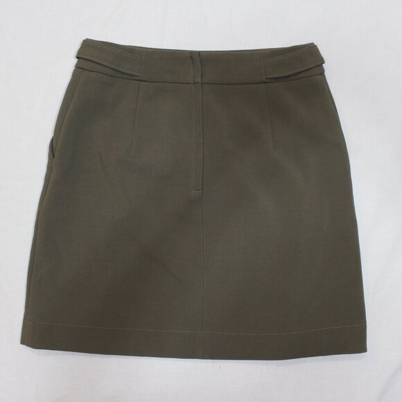 H&M A-Line Skirt Size 8 Olive Green Gold Snaps - Picture 2 of 7
